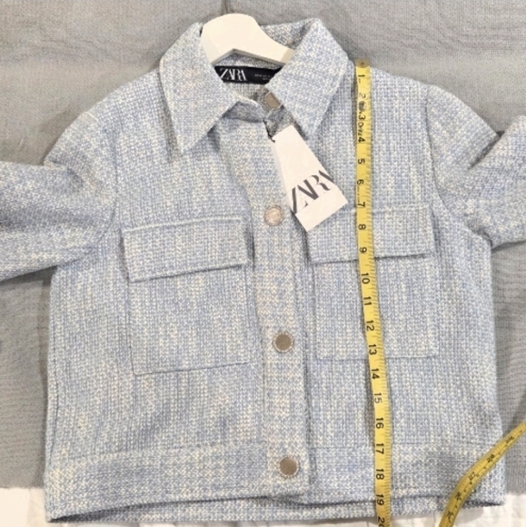 Zara Womens Tweed Light Blue Jacket - Picture 5 of 5